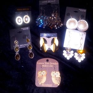 M-14 earring lot .  Silver toned mixed brands lot of 8 new pairs